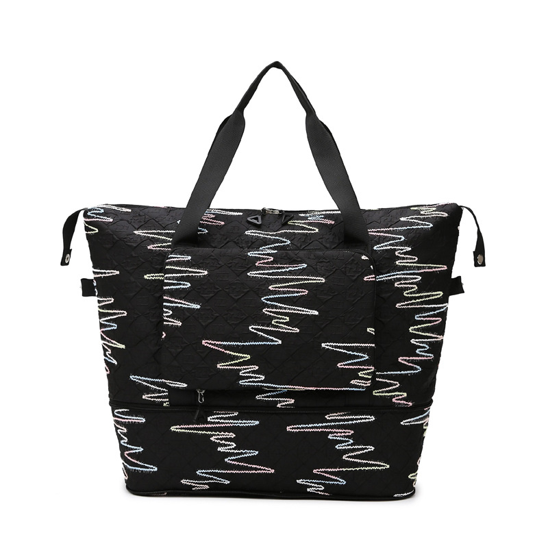 New cross-border travel bag, fashionable embroidered thread portable maternity bag, expandable dry and wet separation outdoor sports yoga bag Item Picture