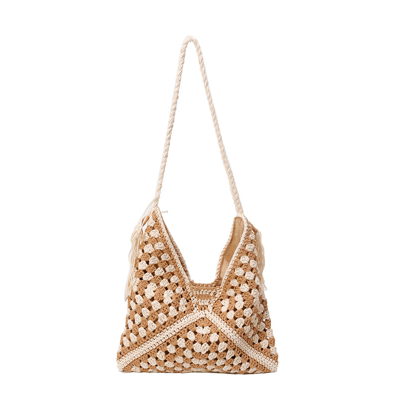 Hot-selling bestsellers, artistic, fresh and ethnic style woven underarm bags, French niche casual travel beach bags for women Item Picture