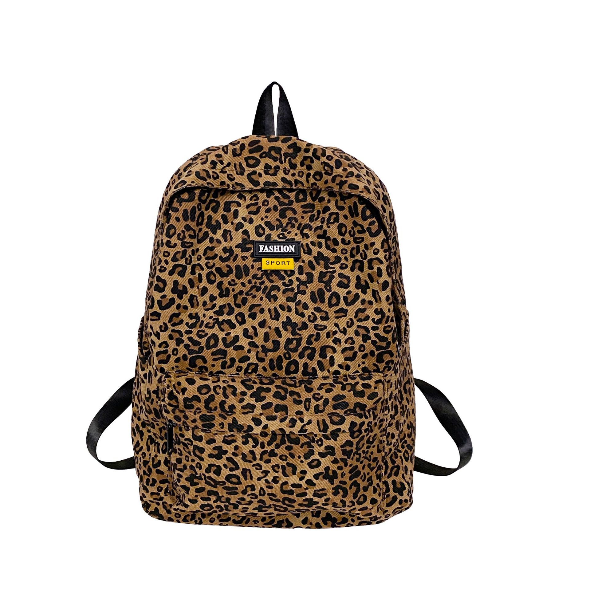 Leopard print Ins-style large-capacity schoolbag, a new trendy and niche backpack for female college students, and a backpack for male junior and senior high school students Item Picture