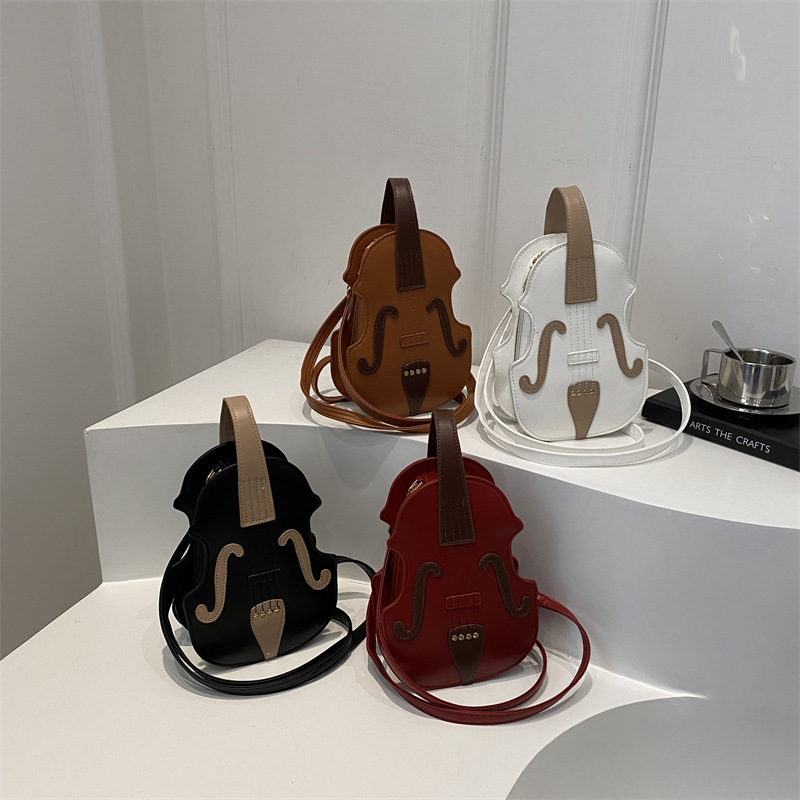 202 Autumn New style organ guitar crossbody bag, European and American violin retro backpack, color-blocking and patchwork commuting bag Application Scenario