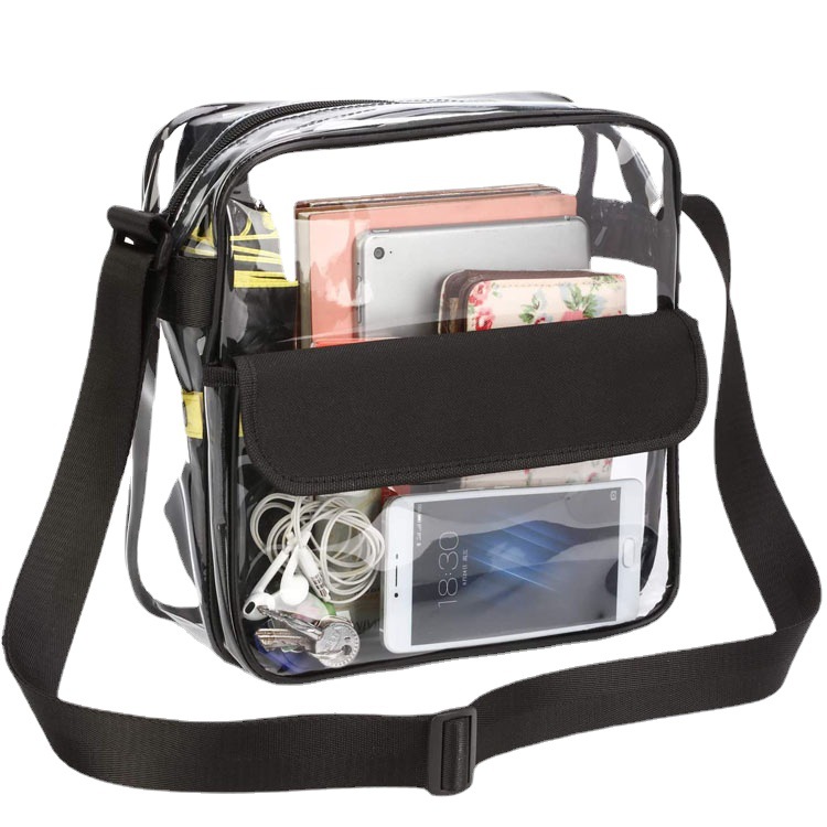 Cross-border bestseller transparent pvc crossbody bag, single-shoulder waterproof, adjustable postman bag, outdoor travel storage bag Item Picture