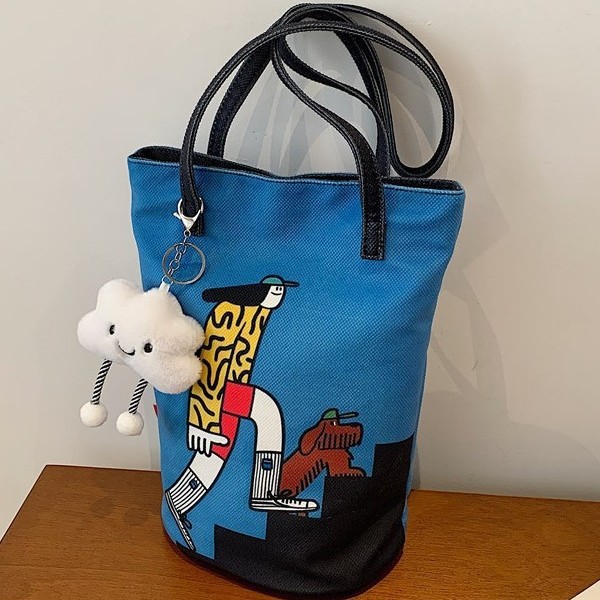 Crossbody bag, double washed multi-layer shoulder bag, casual bento bag, fashionable and artistic single-shoulder bag, Korean cartoon single-shoulder bag Specification drawing