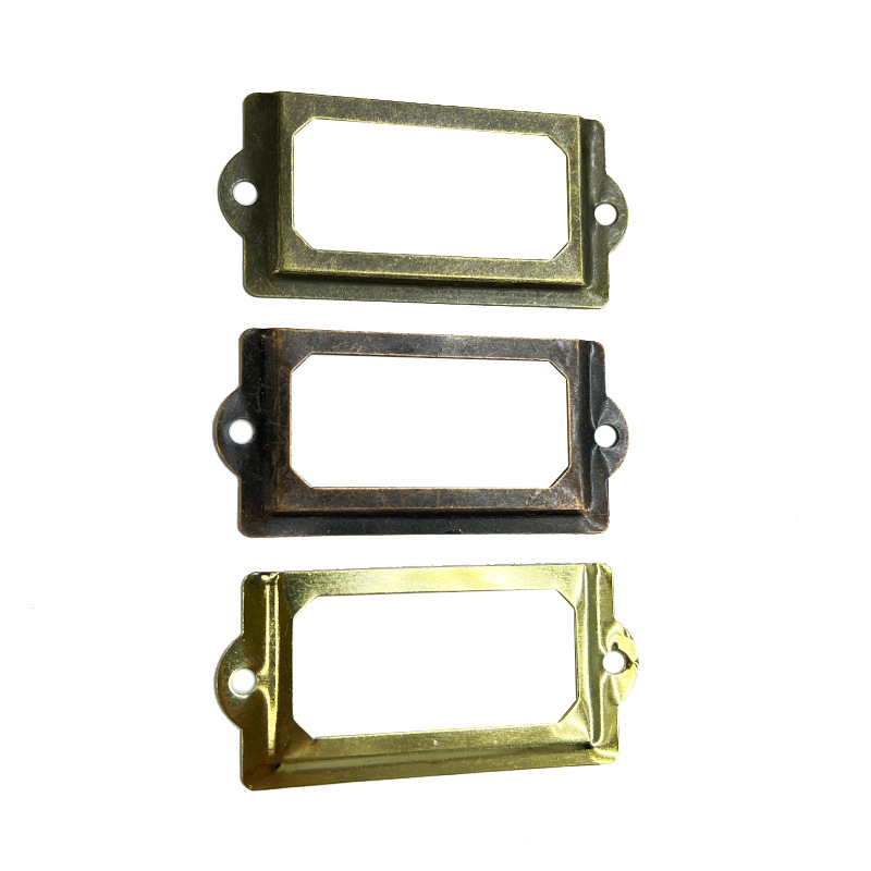 Business card frame, label frame, gift box buckle, small label, handle, label frame, decorative frame, card slot, iron sheet, antique iron frame Application Scenario