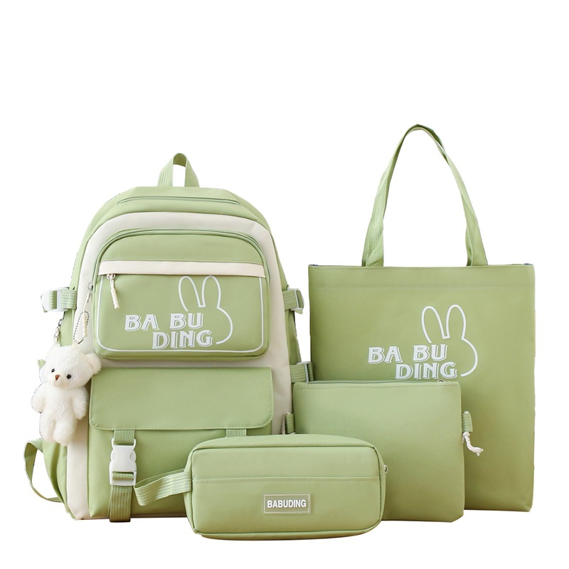 Large-capacity, versatile school schoolbag, lightweight four-piece backpack for junior and senior high school, cute and simple tutorial backpack for girls Item Picture
