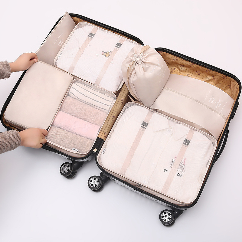 New twill waterproof storage bag travel organization and classification 7-piece set dust-proof large-capacity clothing classification storage bag Application Scenario