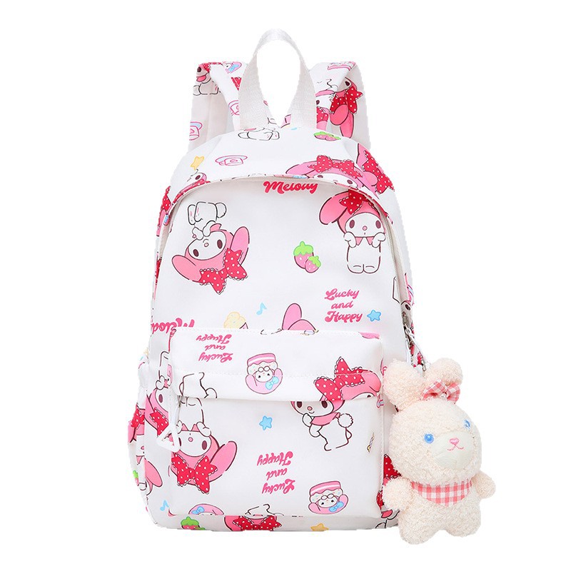 Cute cartoon schoolbag, waterproof campus backpack, printed graffiti, large capacity for primary school students, high appearance level backpack for girls Item Picture