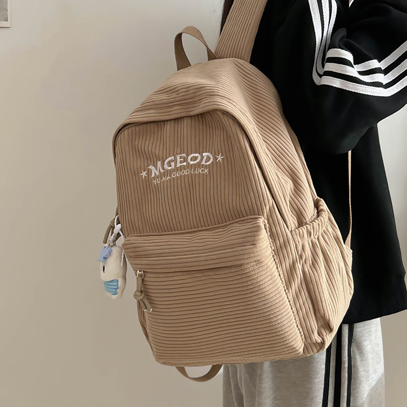 Velvet schoolbag for junior high school girls, ins style backpack for primary school girls, new lightweight travel backpack for 2024 autumn and winter details Picture