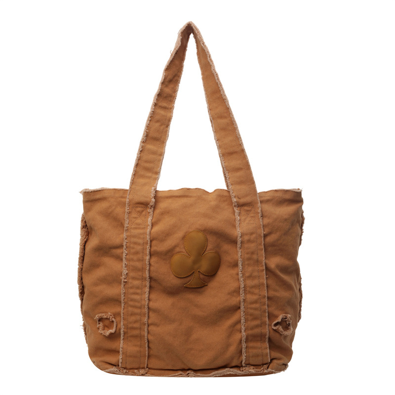 Washed canvas bag, laid-back crossbody bag, girls' artistic class bag, postman bag, casual single-shoulder bag, girls' trendy commuting bag Item Picture