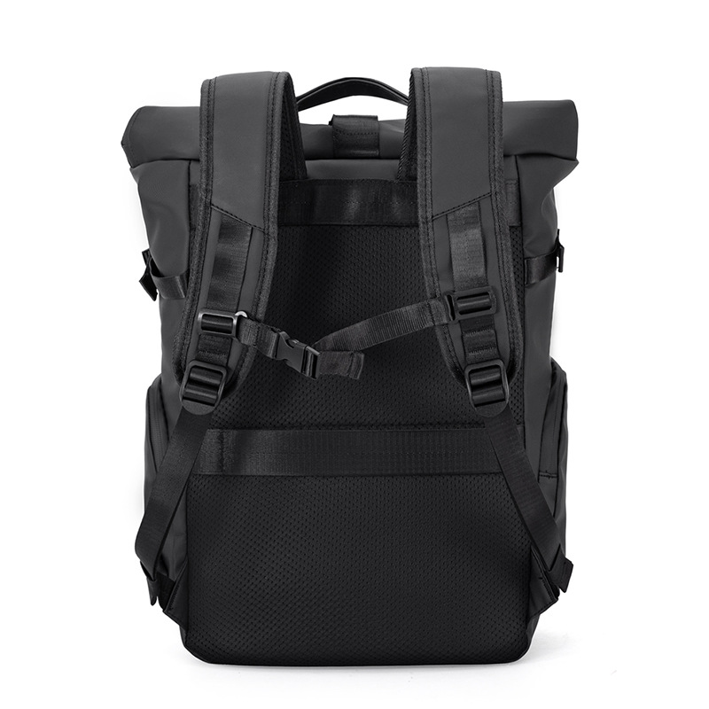 New trendy rolled-up backpack, men's large-capacity student schoolbag, outdoor travel backpack, laptop bag Specification drawing