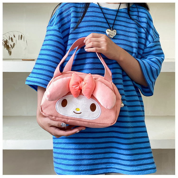 Melody KT Cat hand-held canvas large-capacity work handbag, cartoon cloth bag, fashionable embroidered handbag Specification drawing
