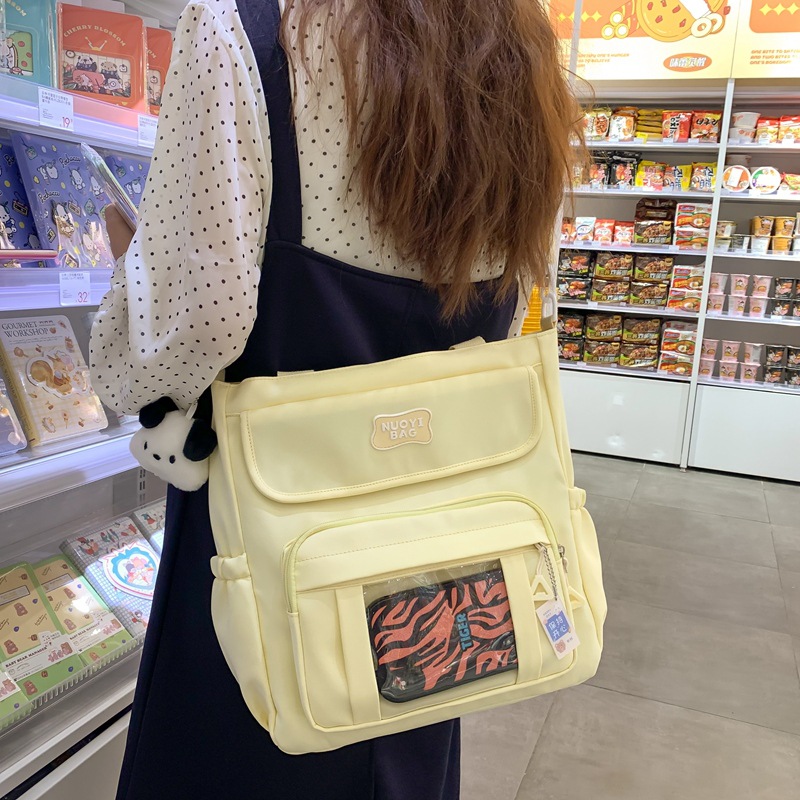 Large-capacity commuter tote bag, Japanese-style ins student canvas bag for class, fresh and niche crossbody bag for college girls details Picture