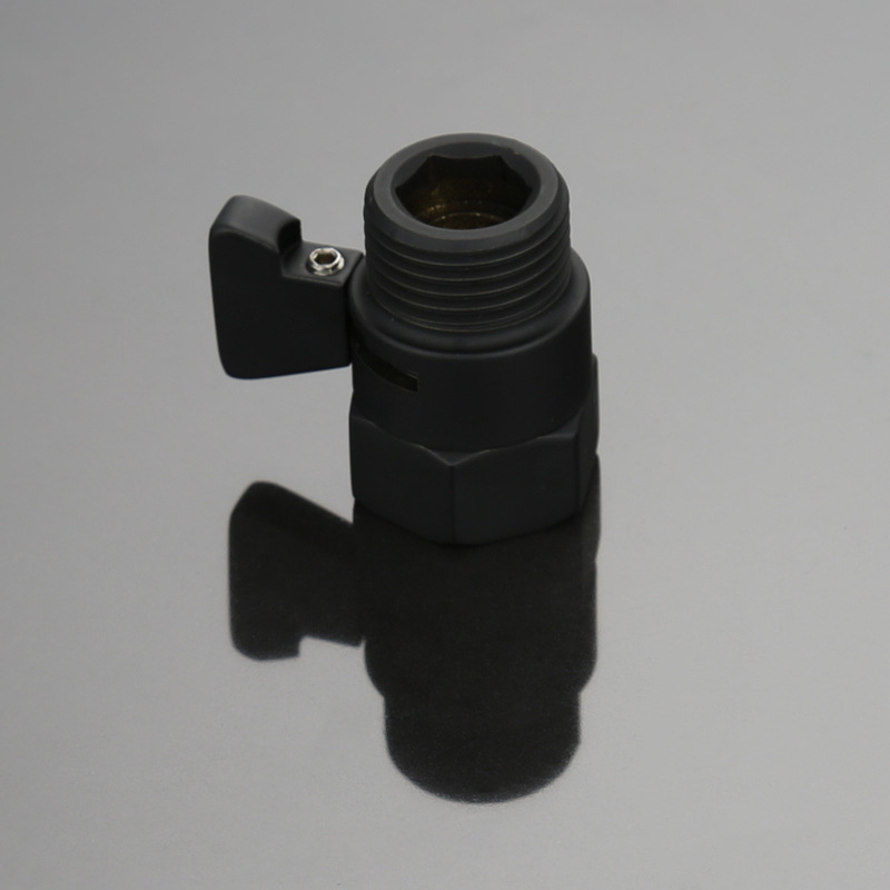 4. Black all-copper toilet spray gun stop valve, large flow Angle valve, inner and outer thread shower head switch valve details Picture