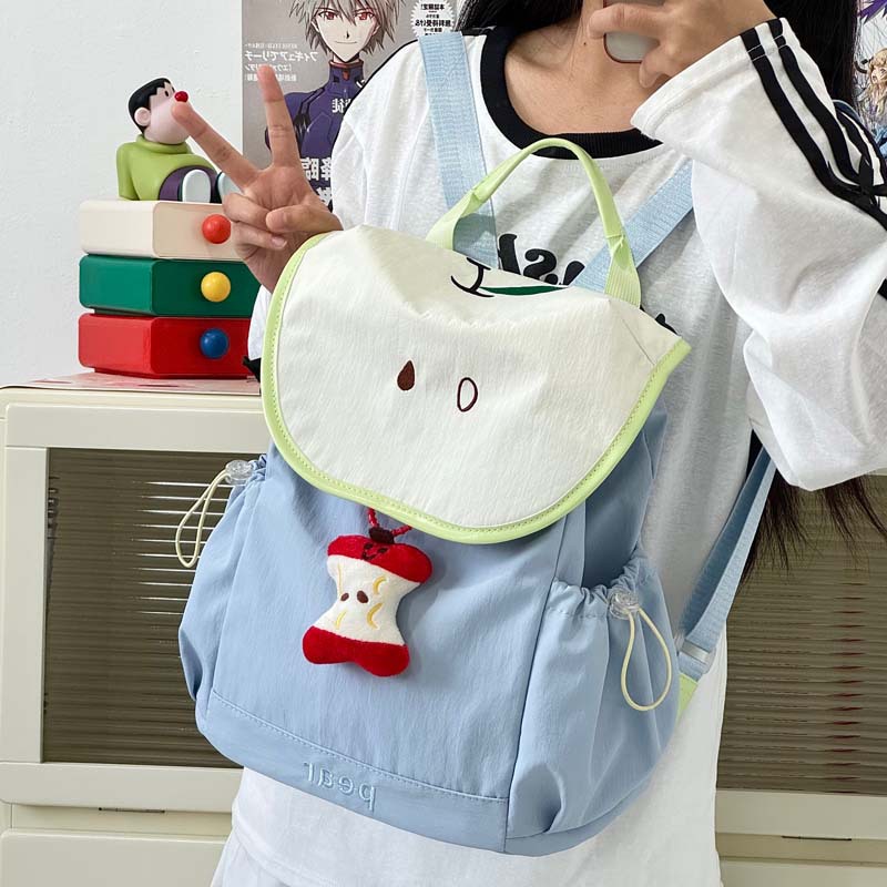 The new summer dopamine color-blocking guava backpack is a versatile and cute schoolbag for college girls and commuters Application Scenario