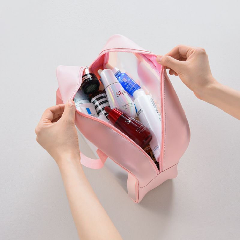 Wholesale of PVC transparent three-piece toiletry bags, waterproof beach bags, travel toiletry storage bags, and simple makeup bags Specification drawing
