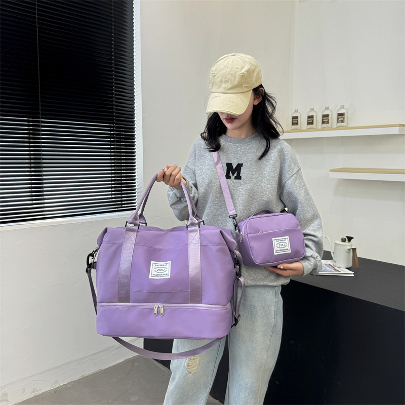 New cross-border hand-held travel bag for women, dry and wet separation yoga and fitness bag, independent shoe compartment, and maternity bag Specification drawing