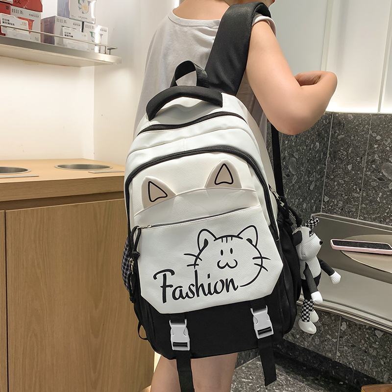 High-appearation-level schoolbag for primary and junior high school students to reduce burden, large-capacity backpack, cartoon cute cat casual backpack for girls details Picture