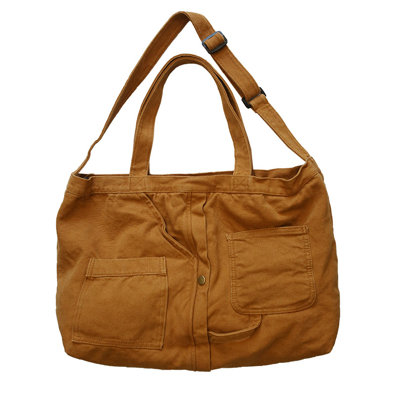 Large-capacity washable canvas bags from Japan and South Korea, simple, casual and artistic tote bags for women, single-shoulder bags, and crossbody bags for students' classes Item Picture