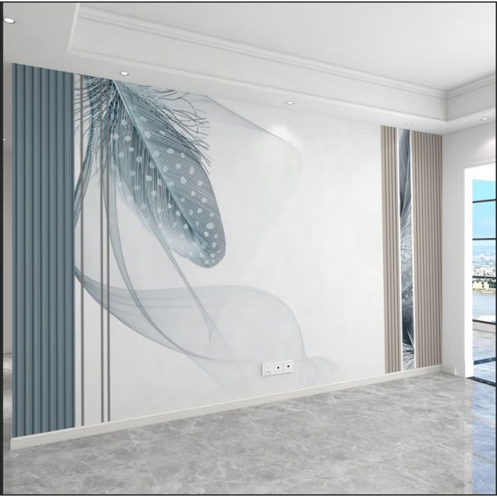 Nordic feather wall fabric 8d three-dimensional hotel front desk sofa bedside TV background wall wallpaper live streaming room mural Specification drawing