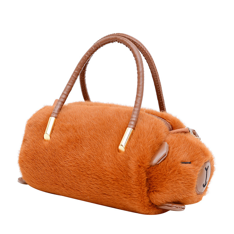 New Capibara plush toy hand-held crossbody bag, fashionable capybara doll bag, claw machine doll for gift exchange Item Picture