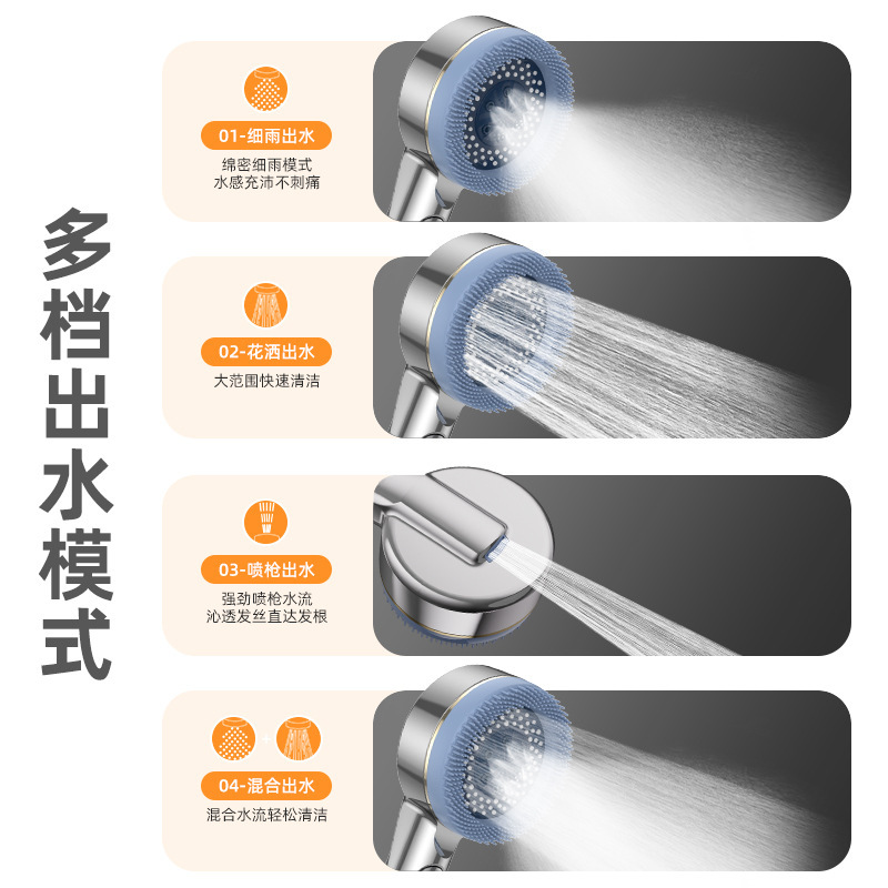 The new piano pressurized showerhead is powerful and super pressurized. It is a special household showerhead for bathing and hygiene details Picture