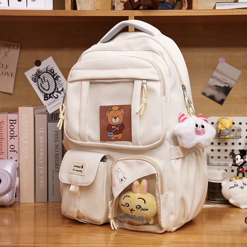 Cute and fresh, large-capacity schoolbag for junior high school students, backpack for senior high school students, transparent pain bag for college girls, and baby bag Specification drawing