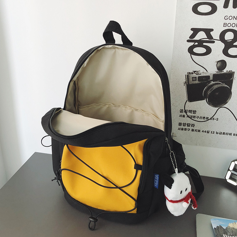 New personalized drawstring backpack, large-capacity sports backpack, men's color-matched high school and college student schoolbag, women's travel bag Application Scenario