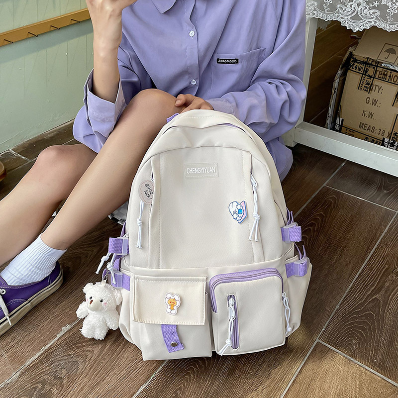 New high-appearance-level schoolbag for girls, Korean-style versatile backpack for junior and senior high school students, large-capacity casual backpack trend for girls Specification drawing