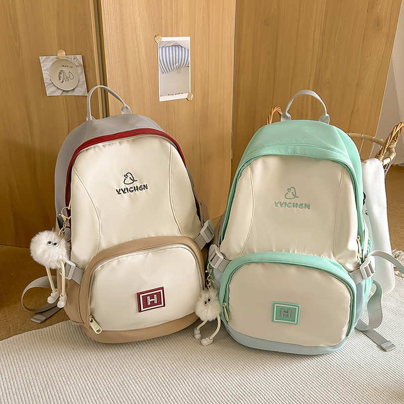 Korean-style lightweight backpack, cute and niche design for girls, a color-matched backpack for junior high school, senior high school and college students, and a women's travel backpack Specification drawing