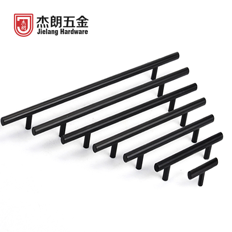 Black T-shaped handle, simple round handle, wardrobe and cabinet, stainless steel handle, hollow door handle, furniture handle full figure