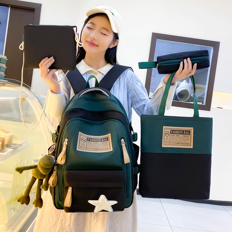 New high-capacity schoolbags for middle and high school students, fashionable and casual color-blocking backpacks for women, and university backpacks for cross-border wholesale Specification drawing