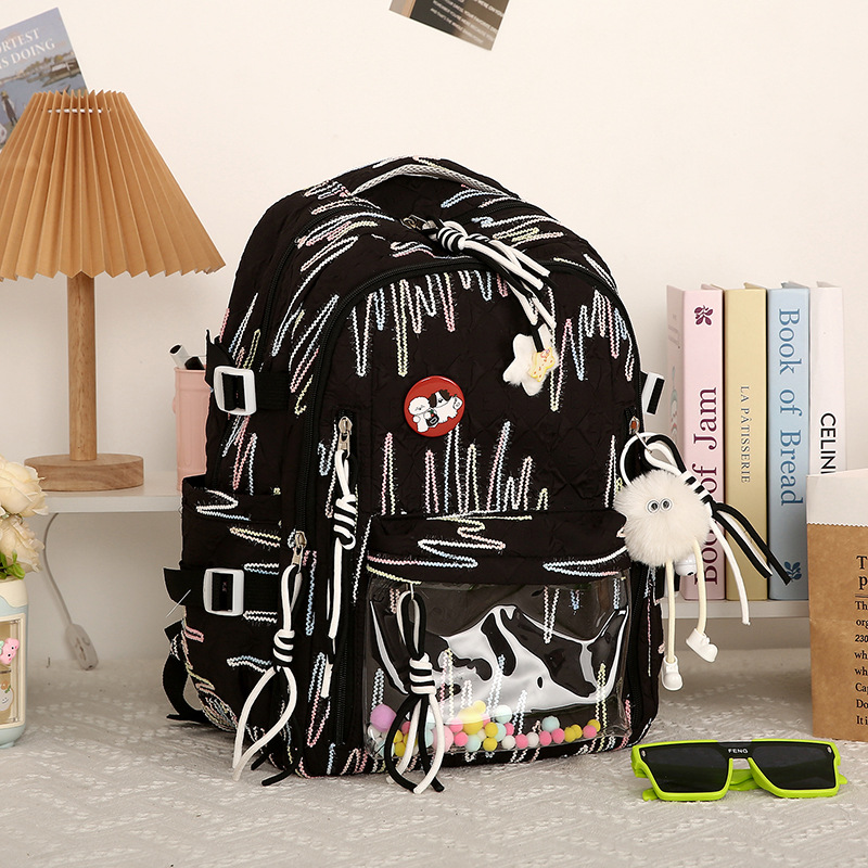 Girls' schoolbag, large-capacity, lighter-load, ultra-light travel study bag for primary school students from grades three to six, transparent pain-relieving bag details Picture