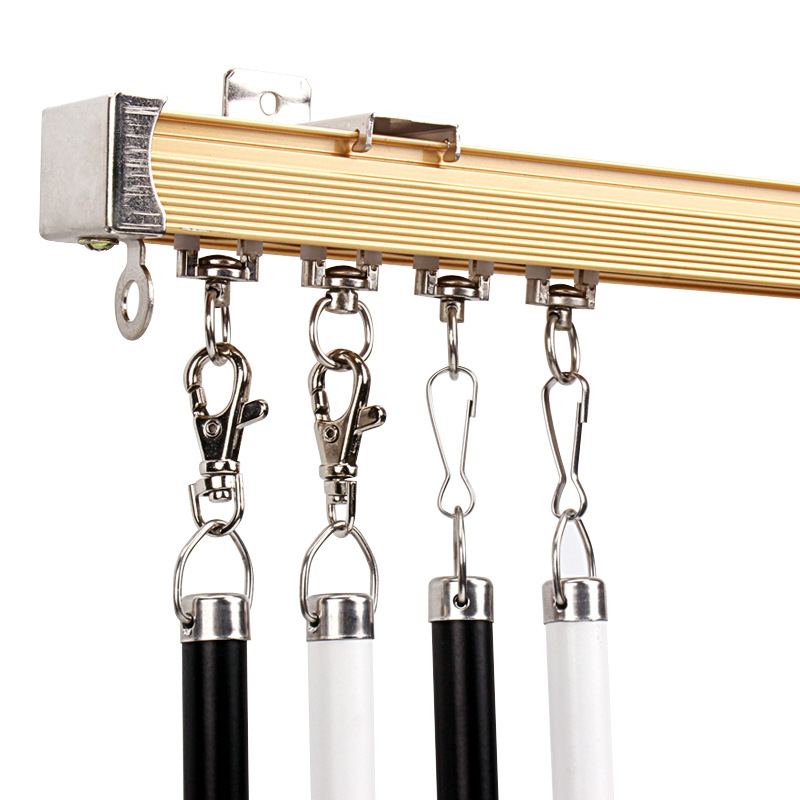 Hotel curtain pull rods, curtain accessories, push and pull rods, black, white and silver three-color aluminum alloy curtain pull rods Item Picture