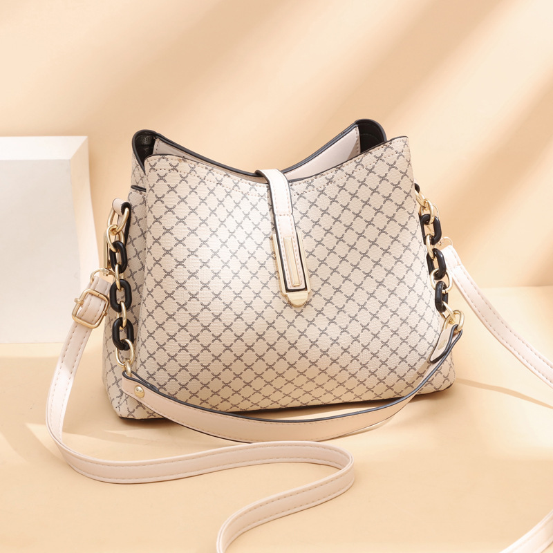 Printed bucket bag for women, 2022 new style, fashionable large-capacity crossbody bag, soft leather, stylish single-shoulder bag, one-piece consignment details Picture