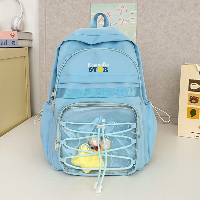 New college student commuting large-capacity campus high appearance level backpack, lightweight travel schoolbag, pain bag, cute backpack full figure