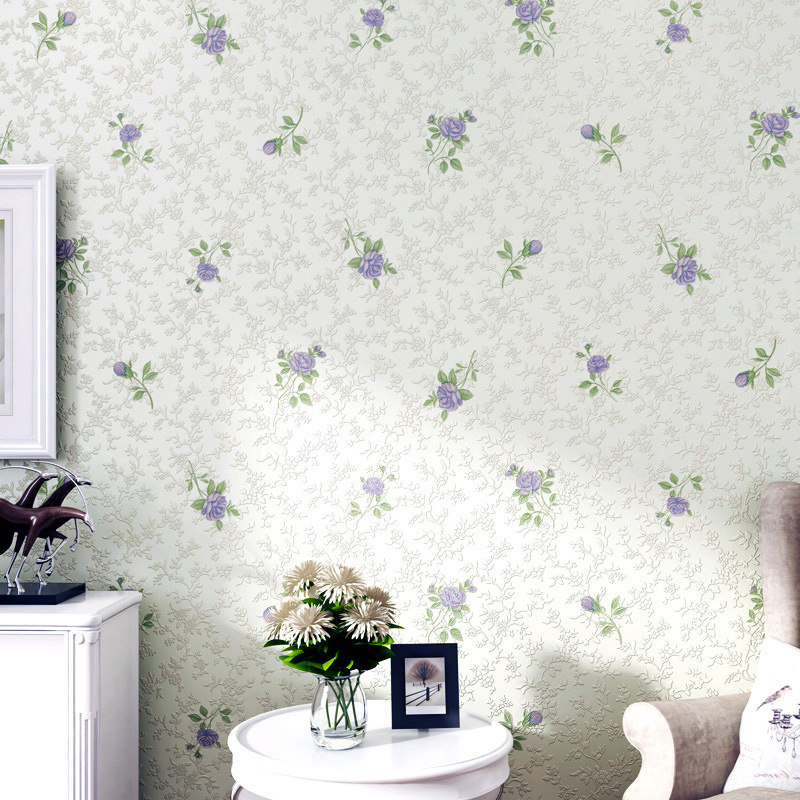 Non-woven fabric wallpaper, Korean-style fresh small floral pattern, country-style, warm and romantic girl's room, wedding room, bedroom, living room, 91201 Item Picture