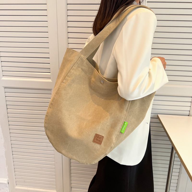 Canvas bag for women 2022 New large-capacity canvas bag, college student hand-held bag, shoulder bag, commuting tote bag full figure