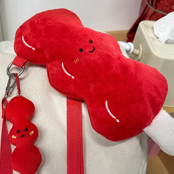 A niche and cute plush sugar-coated haws single-shoulder bag, Korean-style embroidery, Japanese-style trendy ins crossbody bag, small crossbody bag Specification drawing