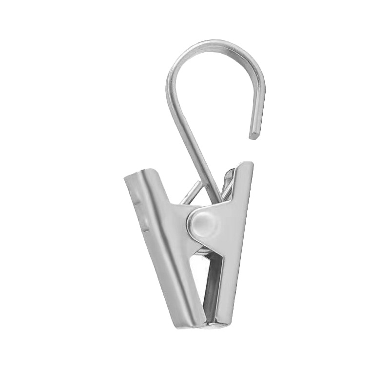 Factory direct sales of 430 stainless steel flat hook curtain clips, bath curtain clips, metal hanging hook curtain clips Item Picture
