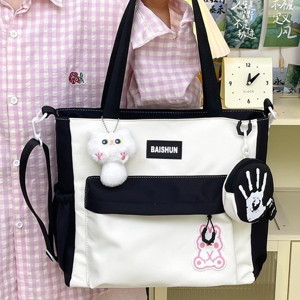 Cute little cat crossbody bag for girls, new fresh and clean bag for junior and senior high school classes and commuting, large-capacity single-shoulder bag Specification drawing