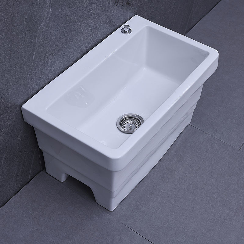 Ceramic mop pool, balcony mop pool, large square long mop, wide mop basin, countertop control automatic drain factory Item Picture