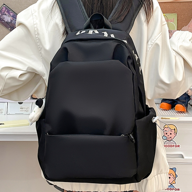 Forest-style high-appearance-level female college student backpack, simple solid color large-capacity travel backpack for both men and women, 2025 new style full figure