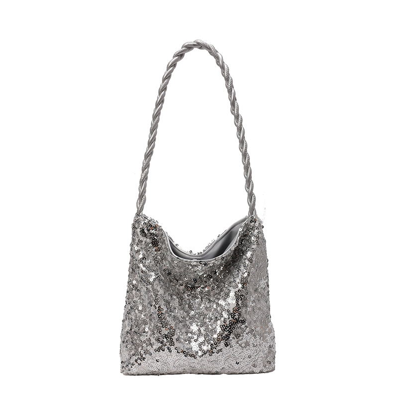 2025 Spring New sequined bucket Bag for Dinner, fashionable single-shoulder underarm bucket bag, Korean-style women's bag Item Picture