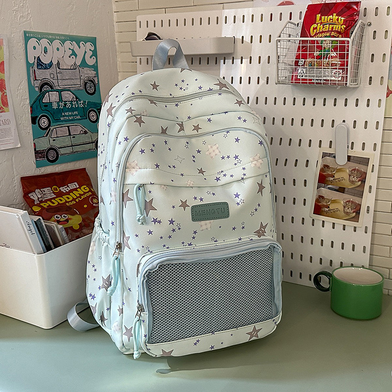 Backpack for teenage girls, junior high school schoolbag, ins versatile backpack for college students, Star large-capacity Korean version backpack details Picture