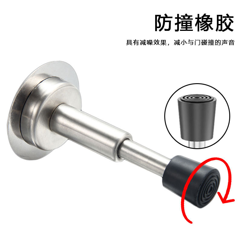 Hydraulic buffer door top, no need for drilling, bathroom glass door, telescopic stainless steel anti-collision silent door stop Specification drawing