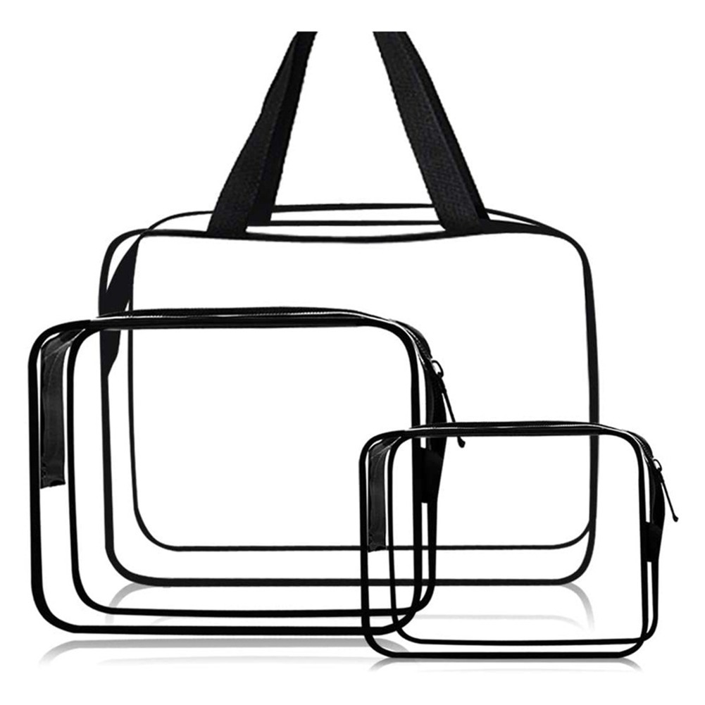 Business trip storage bag with large capacity and a high-end feel, travel toiletry bag in the bag, transparent makeup bag, portable three-piece set Specification drawing