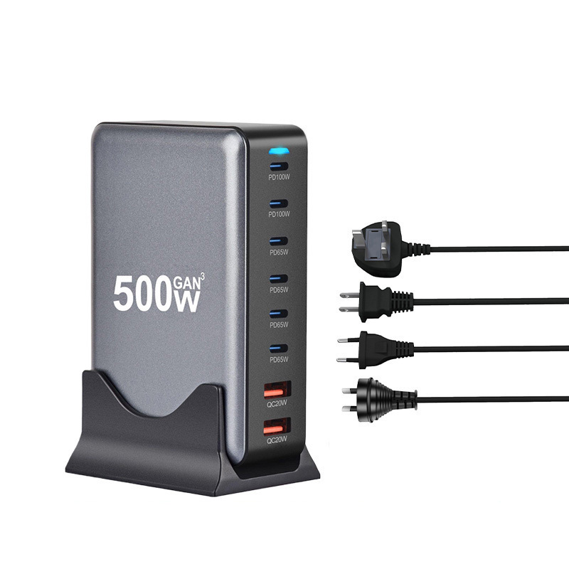 500W gallium nitride PD charger, 440W multi-functional 8-port desktop adapter, cross-border multi-port usb charger Item Picture