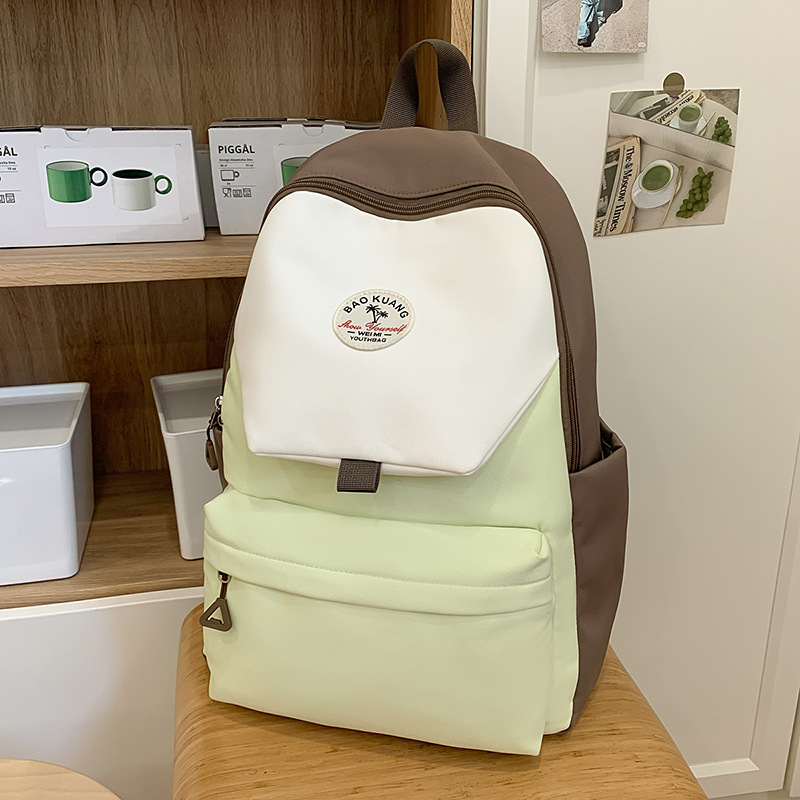 Color-blocking InS-style backpack, Japanese-style patchwork schoolbag, backpack for girls, high school, junior high school and college students Specification drawing