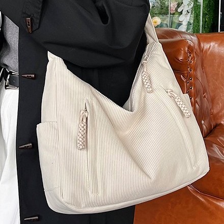 New fashionable and versatile single-shoulder tote bag, crossbody dumpling bag, large-capacity corduroy female college student bag full figure