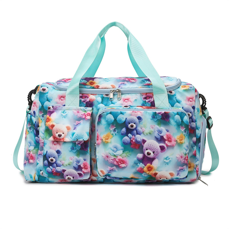 Cartoon-printed travel bag, women's lightweight hand-held short-distance luggage bag, water-resistant large-capacity sports, swimming and fitness bag Item Picture