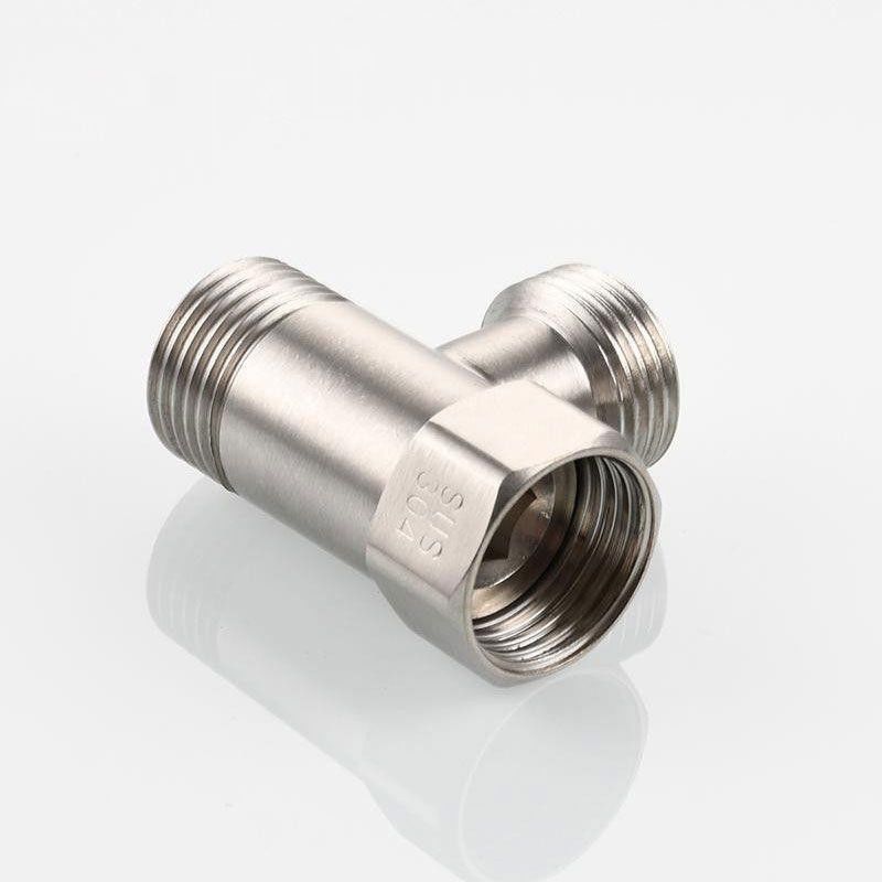 Carefully selected 304 stainless steel union three-way, brushed, one in and two out, bathroom Angle valve, water heater, water valve and bathroom accessories Item Picture